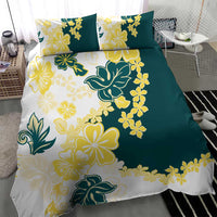 Yelow Teal Hibiscus Plumeria Floral Bedding Set LT01 - Polynesian Pride