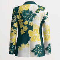 Yelow Teal Hibiscus Plumeria Floral Blazer LT01 - Polynesian Pride