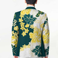 Yelow Teal Hibiscus Plumeria Floral Blazer LT01 - Polynesian Pride