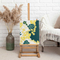 Yelow Teal Hibiscus Plumeria Floral Canvas Wall Art LT01 - Polynesian Pride