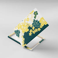 Yelow Teal Hibiscus Plumeria Floral Canvas Wall Art LT01 With Frame Yellow - Polynesian Pride