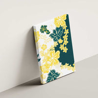 Yelow Teal Hibiscus Plumeria Floral Canvas Wall Art LT01 - Polynesian Pride