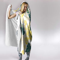 Yelow Teal Hibiscus Plumeria Floral Hooded Blanket LT01 - Polynesian Pride