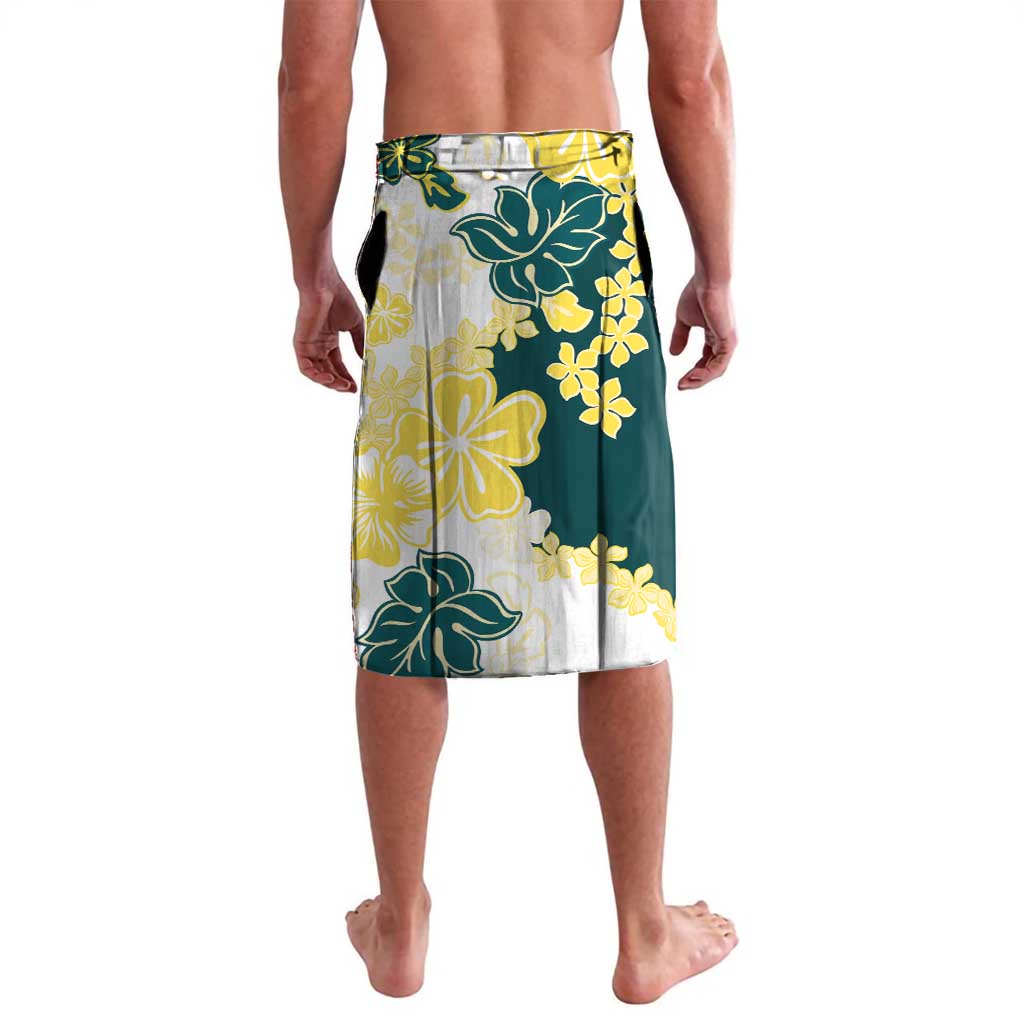 Yelow Teal Hibiscus Plumeria Floral Lavalava LT01 - Polynesian Pride