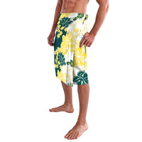 Yelow Teal Hibiscus Plumeria Floral Lavalava LT01 - Polynesian Pride