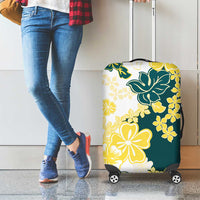 Yelow Teal Hibiscus Plumeria Floral Luggage Cover LT01 - Polynesian Pride