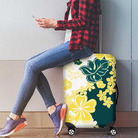 Yelow Teal Hibiscus Plumeria Floral Luggage Cover LT01 - Polynesian Pride