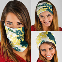 Yelow Teal Hibiscus Plumeria Floral Neck Gaiter LT01 - Polynesian Pride