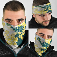 Yelow Teal Hibiscus Plumeria Floral Neck Gaiter LT01 - Polynesian Pride