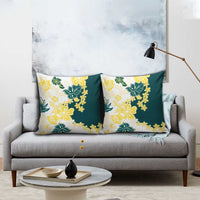 Yelow Teal Hibiscus Plumeria Floral Pillow Cover LT01 - Polynesian Pride