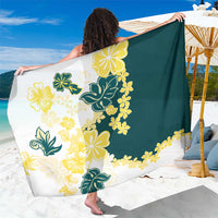 Yelow Teal Hibiscus Plumeria Floral Sarong LT01 One Size 44 x 66 inches Yellow - Polynesian Pride