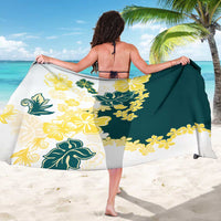 Yelow Teal Hibiscus Plumeria Floral Sarong LT01 - Polynesian Pride