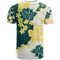 Yelow Teal Hibiscus Plumeria Floral T Shirt LT01 - Polynesian Pride