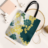 Yelow Teal Hibiscus Plumeria Floral Tote Bag LT01 One Size Yellow - Polynesian Pride