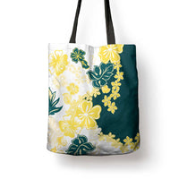 Yelow Teal Hibiscus Plumeria Floral Tote Bag LT01 - Polynesian Pride