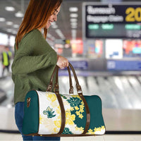Yelow Teal Hibiscus Plumeria Floral Travel Bag LT01 - Polynesian Pride