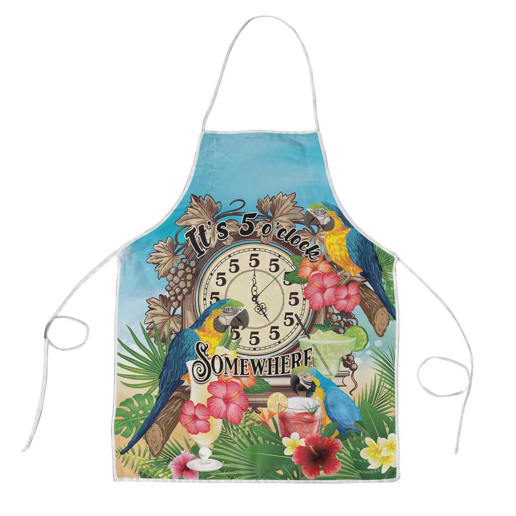 It's 5 o'clock Somewhere Apron Hawaiian Tropical Parrots LT01 Blue - Polynesian Pride