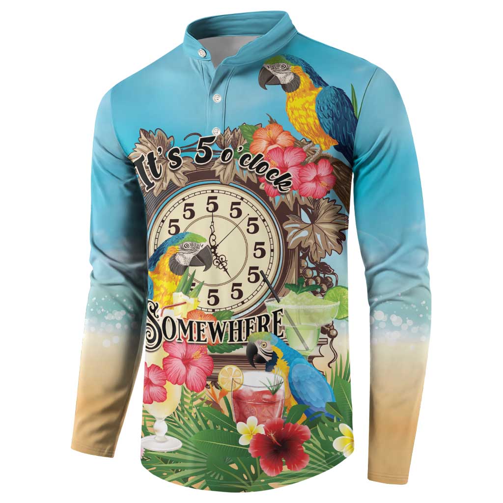 Personalized It's 5 o'clock Somewhere Button Sweatshirt Hawaiian Tropical Parrots LT01 - Polynesian Pride