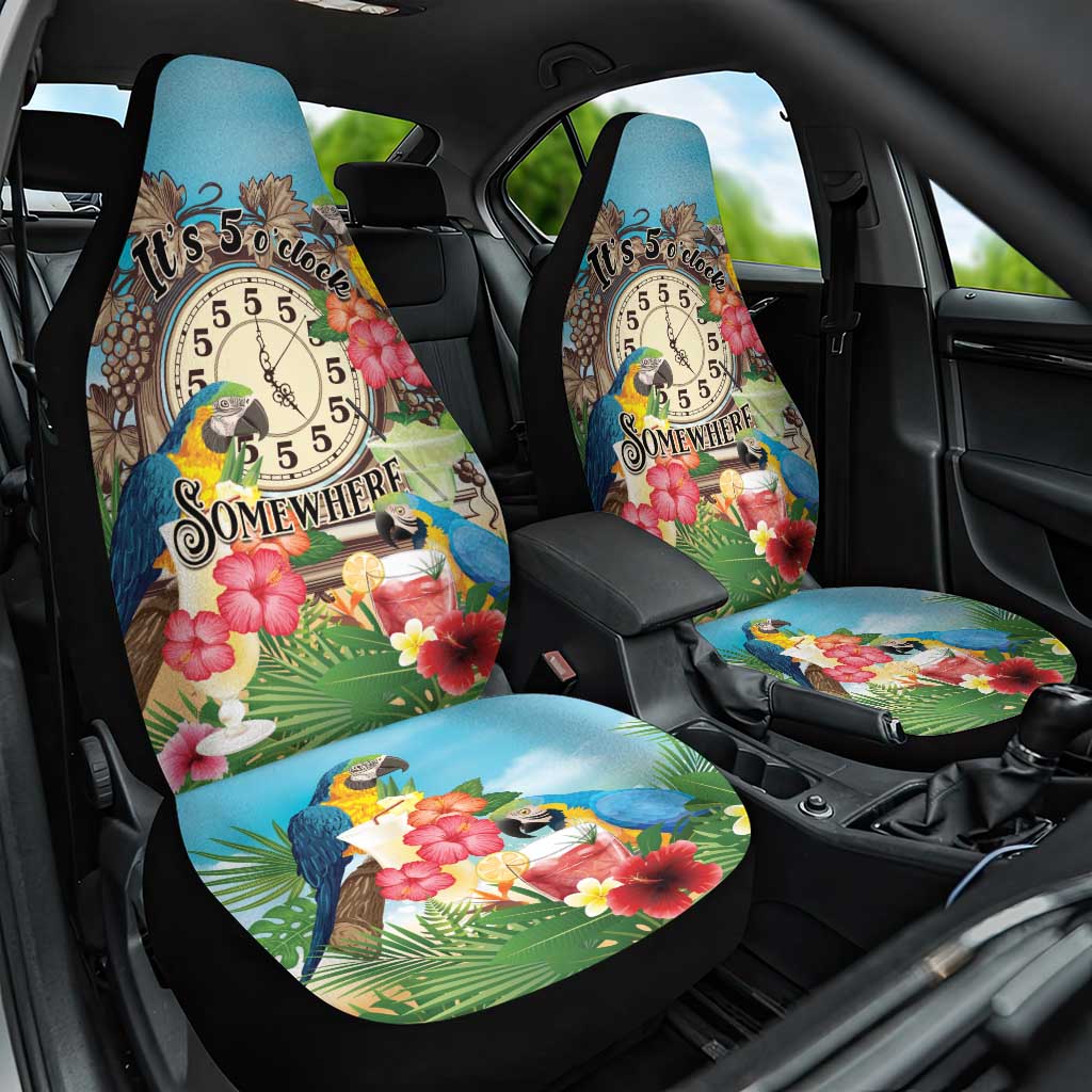 It's 5 o'clock Somewhere Car Seat Cover Hawaiian Tropical Parrots LT01 One Size Blue - Polynesian Pride
