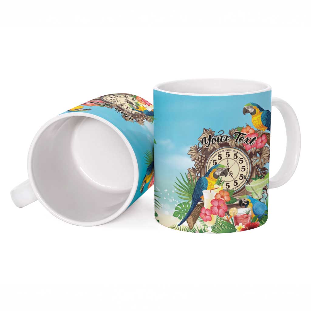 Personalized It's 5 o'clock Somewhere Ceramic Mug Hawaiian Tropical Parrots LT01 - Polynesian Pride