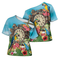 Personalized It's 5 o'clock Somewhere Cross Shoulder Shirt Hawaiian Tropical Parrots LT01 - Polynesian Pride