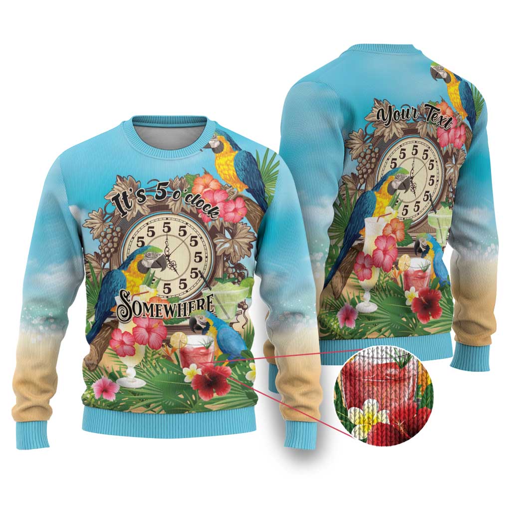 It's 5 o'clock Somewhere Ugly Christmas Sweater Hawaiian Tropical Parrots LT01 Blue - Polynesian Pride