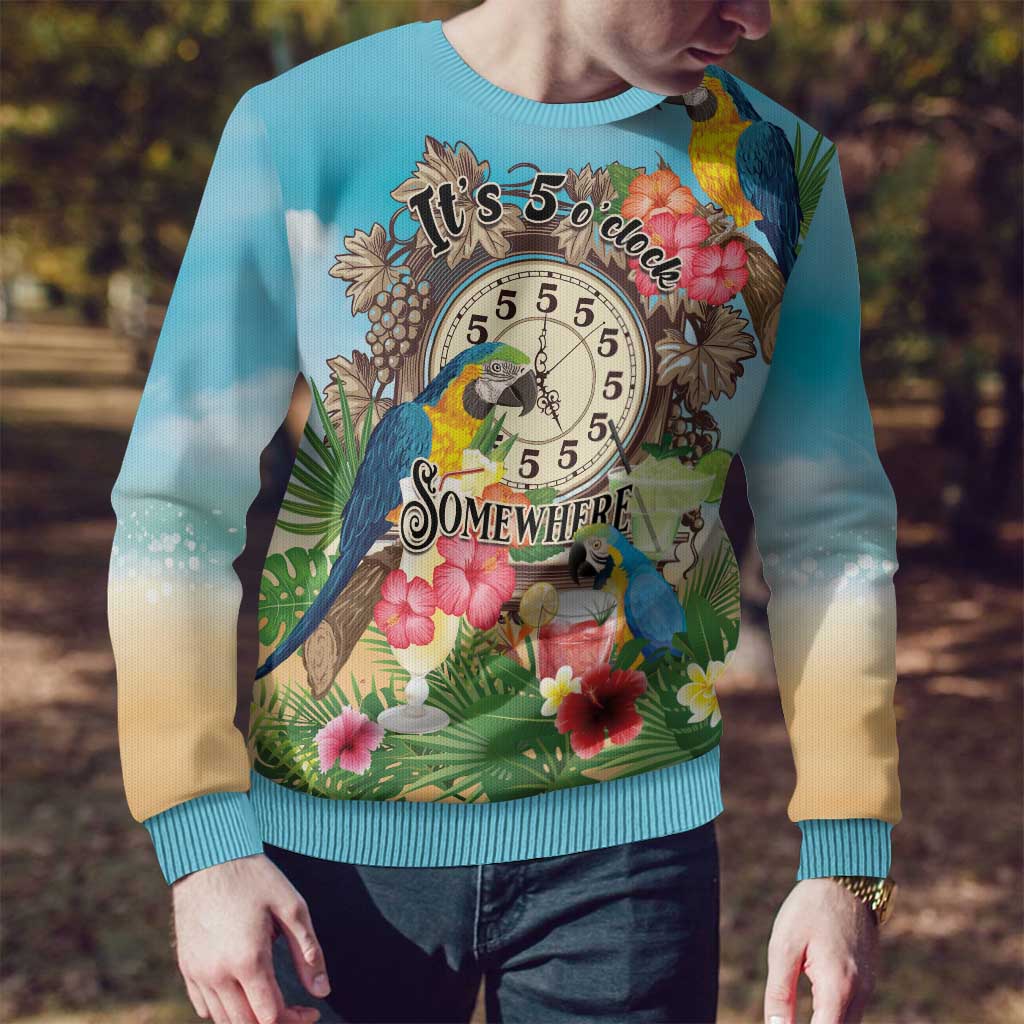 It's 5 o'clock Somewhere Ugly Christmas Sweater Hawaiian Tropical Parrots LT01 - Polynesian Pride