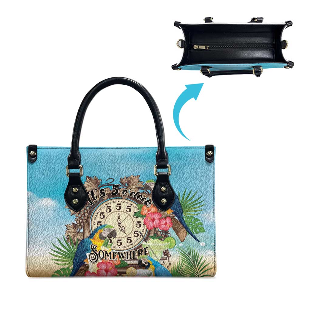 It's 5 o'clock Somewhere Leather Bag Hawaiian Tropical Parrots LT01 - Polynesian Pride