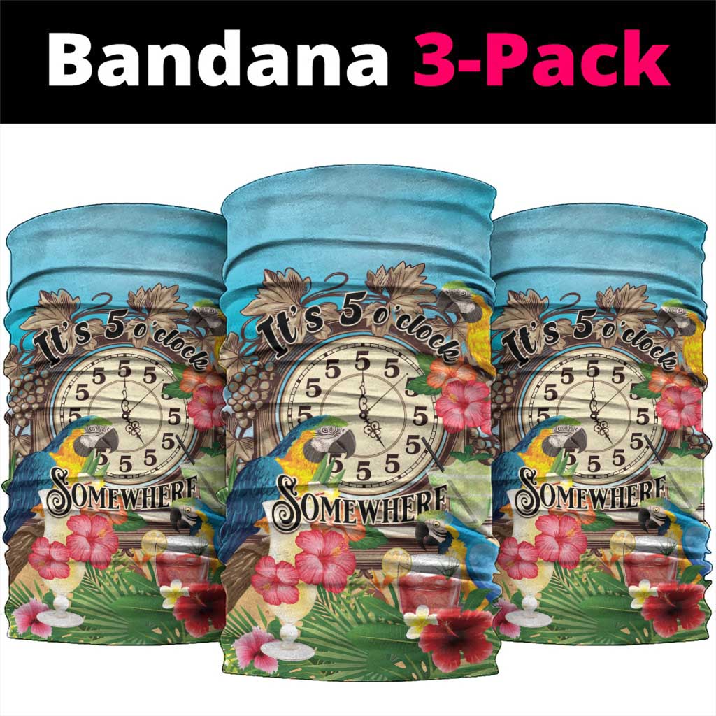 It's 5 o'clock Somewhere Neck Gaiter Hawaiian Tropical Parrots LT01 package One Size: 25*50cm Blue - Polynesian Pride