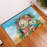 It's 5 o'clock Somewhere Rubber Doormat Hawaiian Tropical Parrots LT01 - Polynesian Pride