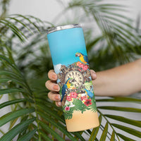 Personalized It's 5 o'clock Somewhere Skinny Tumbler Hawaiian Tropical Parrots LT01 - Polynesian Pride