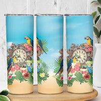 Personalized It's 5 o'clock Somewhere Skinny Tumbler Hawaiian Tropical Parrots LT01 - Polynesian Pride