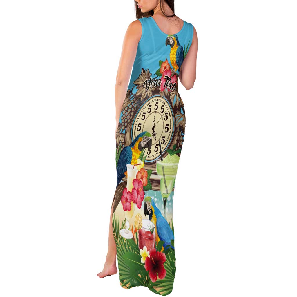 Personalized It's 5 o'clock Somewhere Tank Maxi Dress Hawaiian Tropical Parrots LT01 - Polynesian Pride