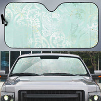 Polynesian Tiare Monstera Seafoam Green Auto Sun Shade Liquid Style LT01 Green - Polynesian Pride