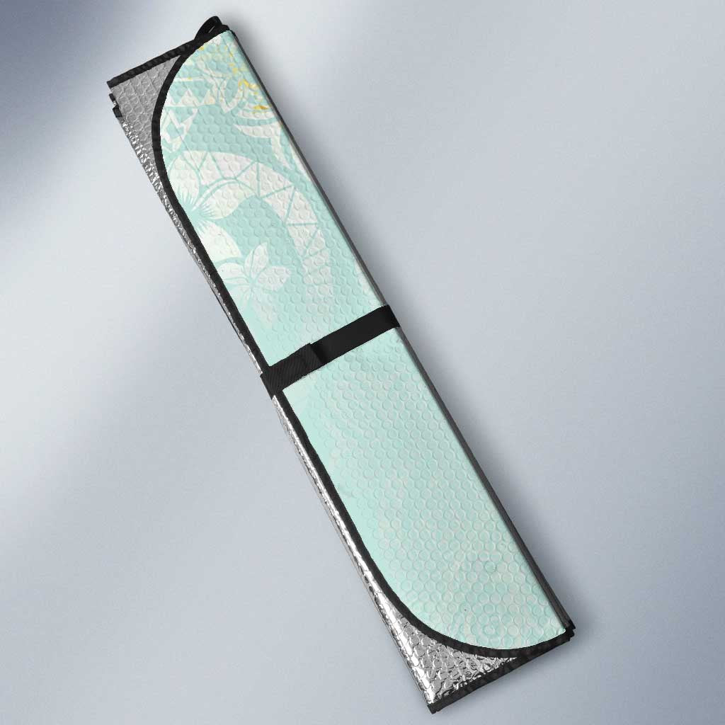 Polynesian Tiare Monstera Seafoam Green Auto Sun Shade Liquid Style LT01 - Polynesian Pride