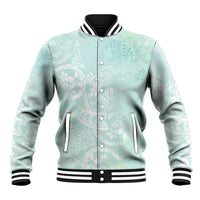 Polynesian Tiare Monstera Seafoam Green Baseball Jacket Liquid Style LT01 Unisex Green - Polynesian Pride