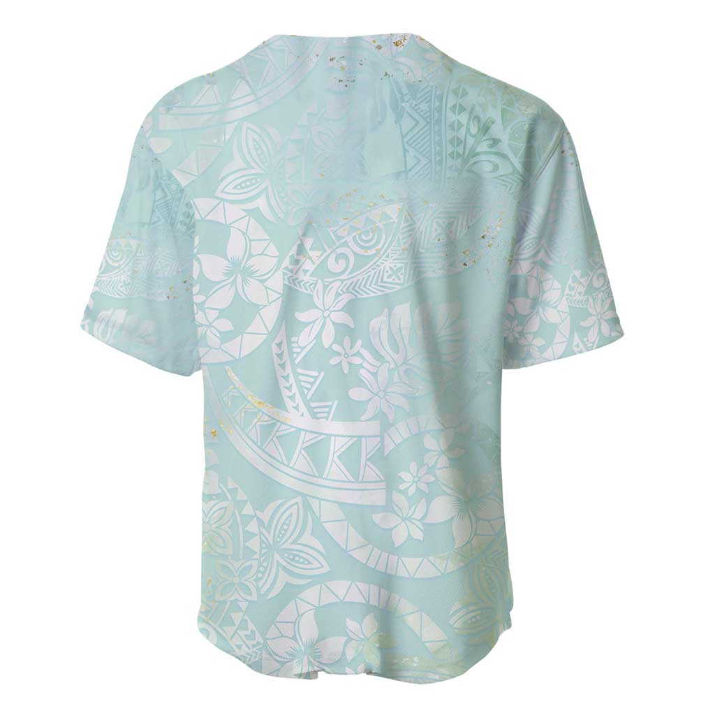 Polynesian Tiare Monstera Seafoam Green Baseball Jersey Liquid Style LT01 - Polynesian Pride
