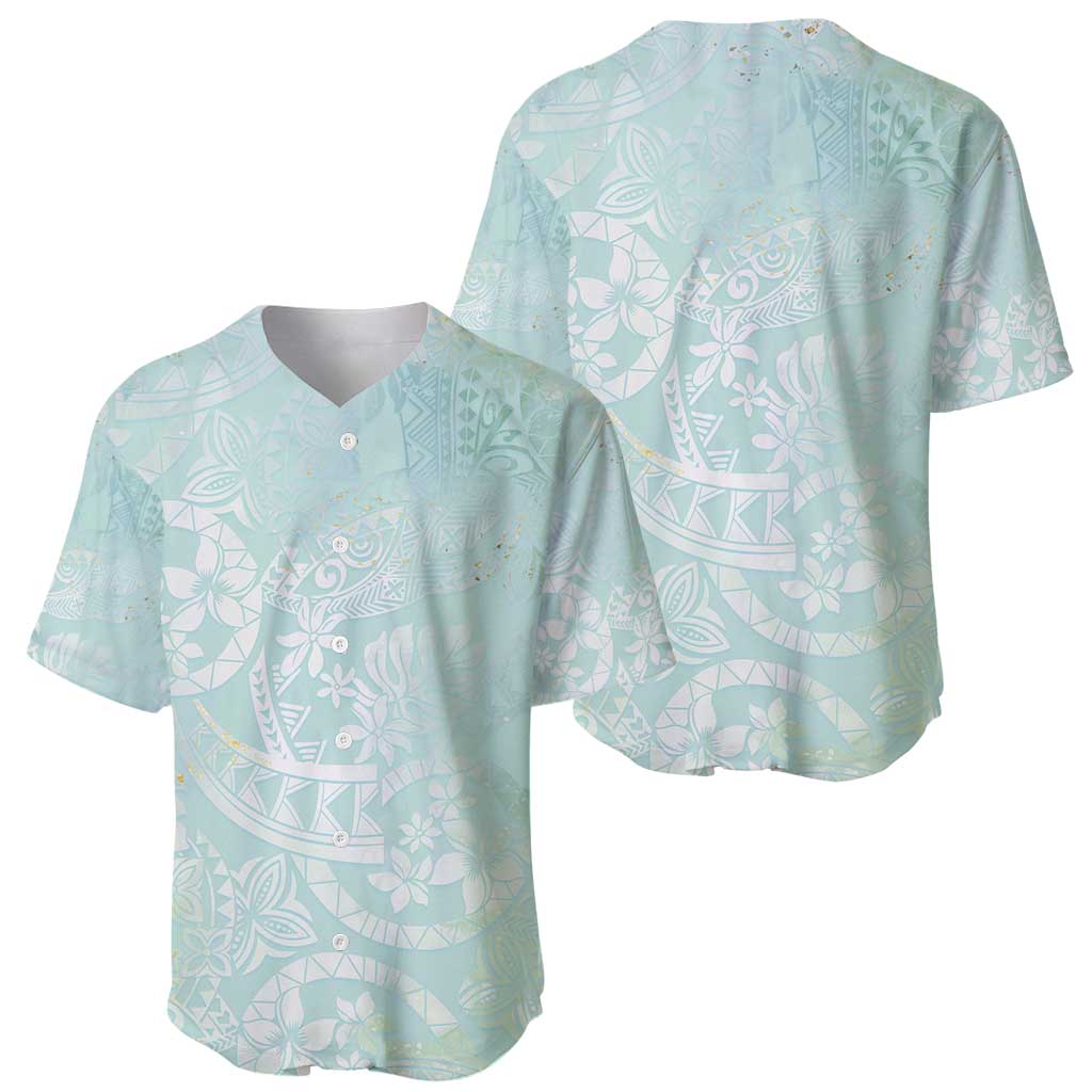 Polynesian Tiare Monstera Seafoam Green Baseball Jersey Liquid Style LT01 - Polynesian Pride