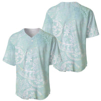 Polynesian Tiare Monstera Seafoam Green Baseball Jersey Liquid Style LT01 - Polynesian Pride