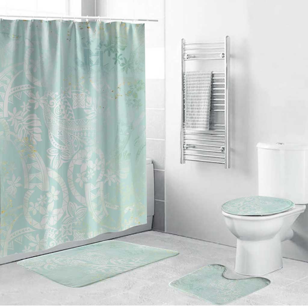 Polynesian Tiare Monstera Seafoam Green Bathroom Set Liquid Style LT01 Bathroom Set (4 pcs) Green - Polynesian Pride