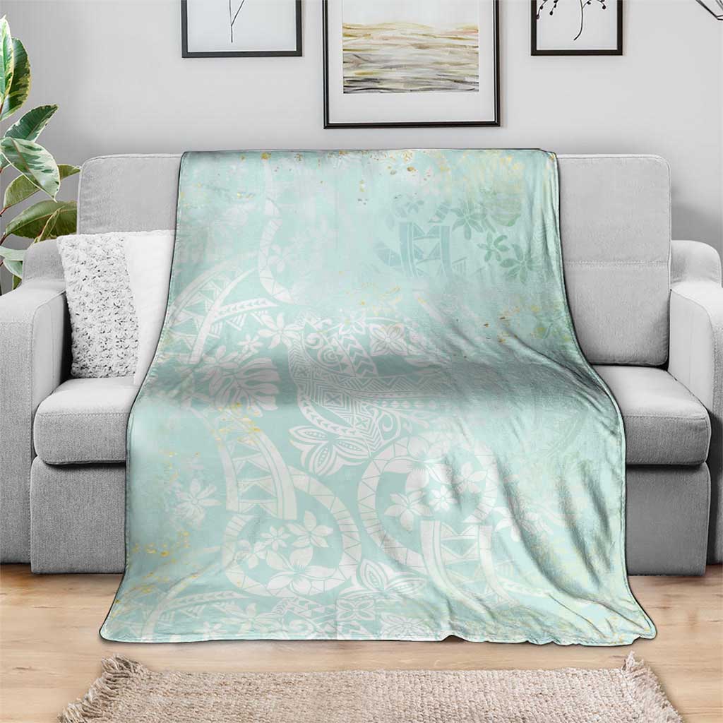 Polynesian Tiare Monstera Seafoam Green Blanket Liquid Style LT01 - Polynesian Pride