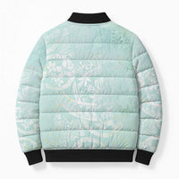Polynesian Tiare Monstera Seafoam Green Bomber Puffer Jacket Liquid Style LT01 - Polynesian Pride