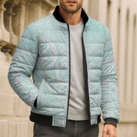 Polynesian Tiare Monstera Seafoam Green Bomber Puffer Jacket Liquid Style LT01 - Polynesian Pride