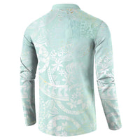 Polynesian Tiare Monstera Seafoam Green Button Sweatshirt Liquid Style LT01 - Polynesian Pride