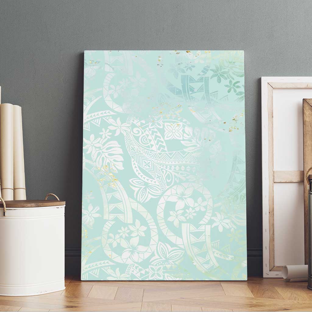 Polynesian Tiare Monstera Seafoam Green Canvas Wall Art Liquid Style LT01 - Polynesian Pride