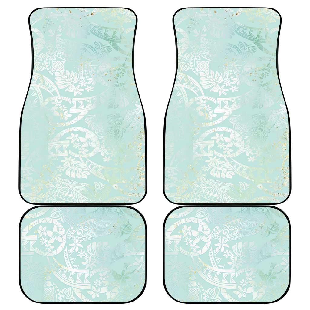 Polynesian Tiare Monstera Seafoam Green Car Mats Liquid Style LT01 - Polynesian Pride