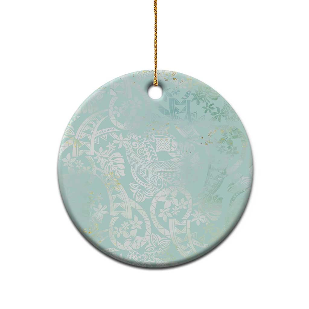 Polynesian Tiare Monstera Seafoam Green Ceramic Ornament Liquid Style LT01 - Polynesian Pride