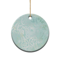 Polynesian Tiare Monstera Seafoam Green Ceramic Ornament Liquid Style LT01 - Polynesian Pride