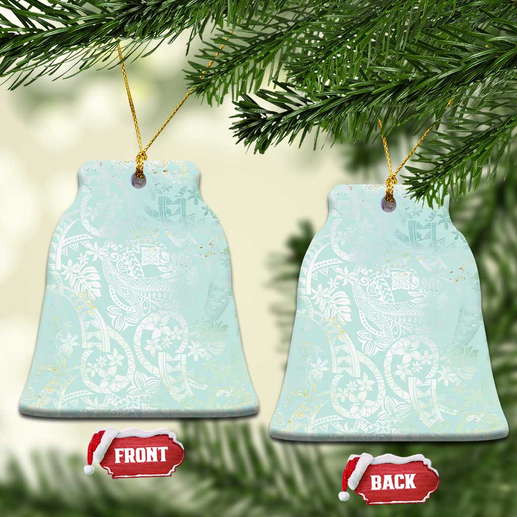Polynesian Tiare Monstera Seafoam Green Ceramic Ornament Liquid Style LT01 Bell Flake Green - Polynesian Pride