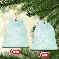 Polynesian Tiare Monstera Seafoam Green Ceramic Ornament Liquid Style LT01 Bell Flake Green - Polynesian Pride